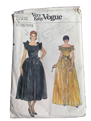 Vogue 8679 Pattern Vintage Sizes 12-14 Off shoulder Evening Dress & Sash  CUT | eBay UK