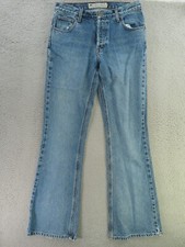 American Eagle Jeans Womens 8 Long Blue Med Rise Flare Button Fly Loose Y2K