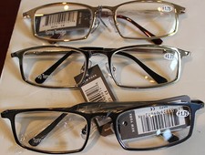 NYS Reading Glasses 1.75 Strength Metal Frame Shiny Clear Classy