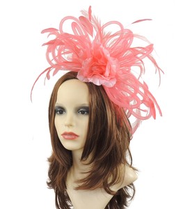 coral fascinator hat