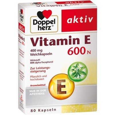 DOPPELHERZ Vitamin E 600 N Weichkapseln 80 St. PZN 10057828