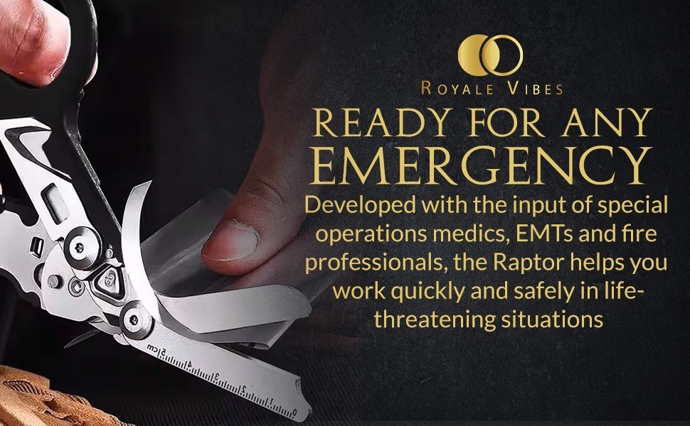 Royale Vibes 6-in-1 Trauma Shears Black EMT Medical Scissors Survival Multi-Tool