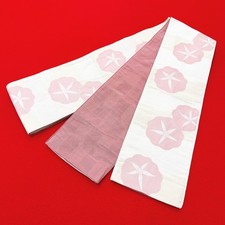 Japanese Kimono Obi 'Half-Width OBI' Silk/Pink/Flower/Vintage/Length:368cm N1508