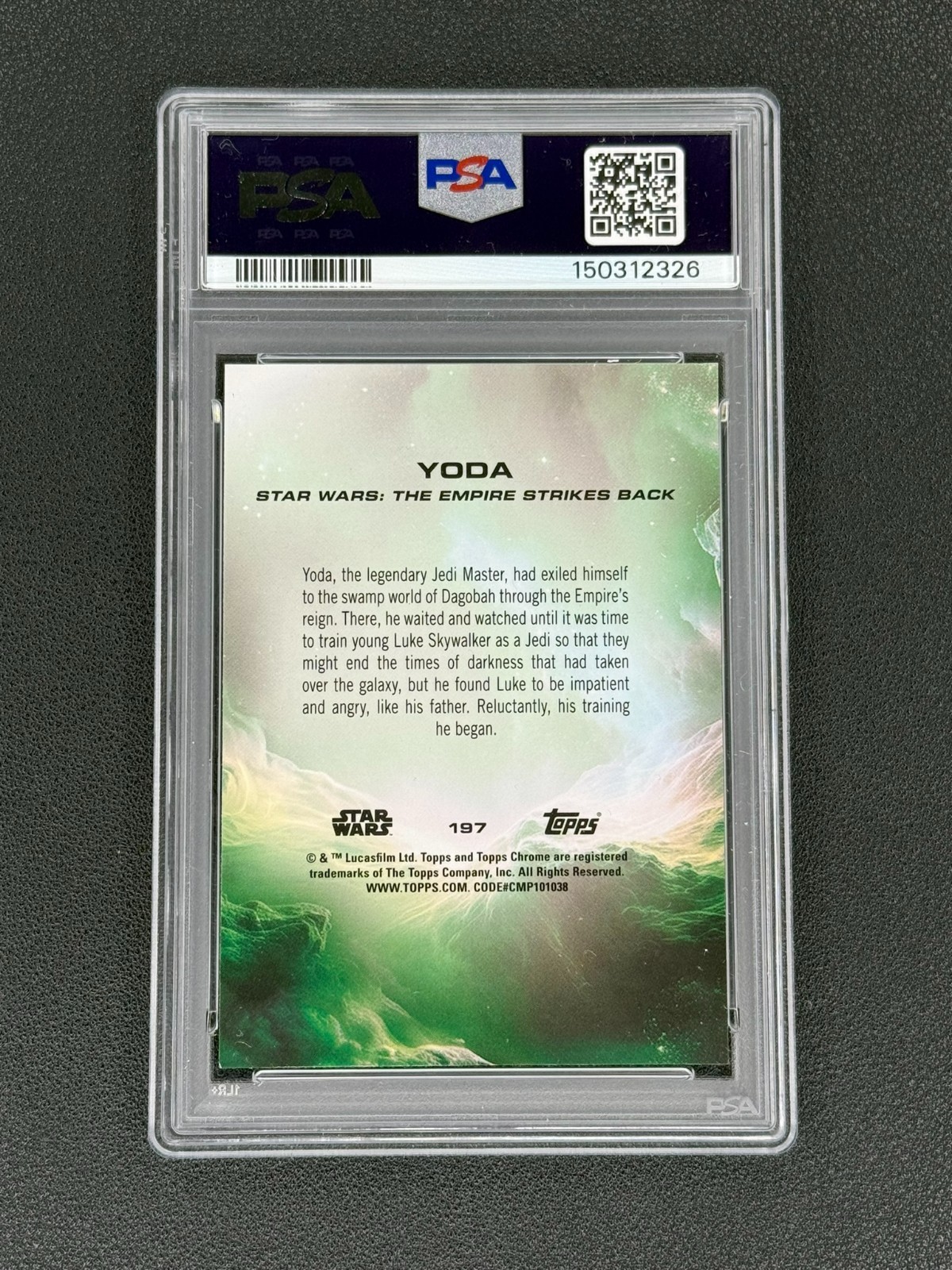 2025 Topps Star Wars Chrome YODA #197 Kamino /199 Purple Refractor PSA 10 MA01 view 2