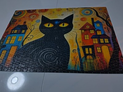 1000 Teile Puzzle Jigsaw Puzzle '' The black Cat '' neuwertig
