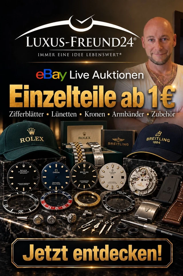 Einzelteile ab 1€ Live-Auktionen mit Marken: Breitling, Tudor, Omega, Rolex