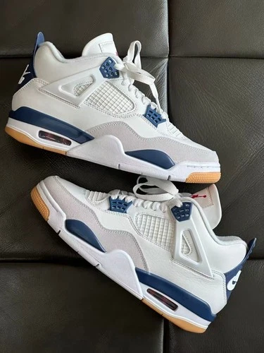 Nike SB "Navy Blue" Sneakers Air Jordan 4 Men's Mid-Top Retro Basketball Shoes