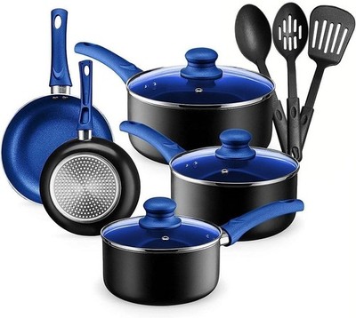 All-In-One 11-Piece Nonstick Pots and Pans Set with Vented Lids and Easy Cleanup