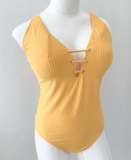 F F Marigold Yellow Textured Swimsuit UK 22