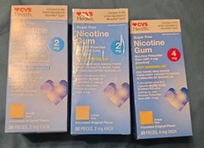 3x CVS Health Nicotine Original Flavor Gum 120 Pieces 2mg 4mg Stop Smoking
