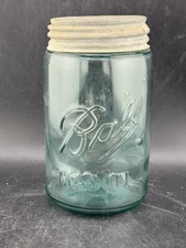 Antqiue Ball Mason Jar W/ Glass Bubbles Zinc Lid “X2” On Base See Pics