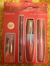 bebe Iconic Lip Collection 4pc Set: Matte/Plumping Lipstick, Liner, Gloss