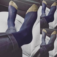 Mens Dress Socks 1 Pair of See Through Silky Sheer Business Socks with Stripes