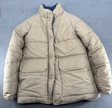 L.L. Bean Mens Puffer Jacket Tan Insulated Quilted Winter Coat USA Made Vintage
