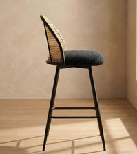 Set of 2 Black Scandic Rattan Bar Stool Vintage Black Boulce-Send Offer