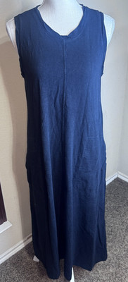 Rachel Zoe T-Shirt Maxi Dress Sleeveless sz S/M black pockets Lagenlook Classic