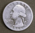 1944 D Washington Quarter G Good 90% Silver 25c US Coin Collectible lot bd