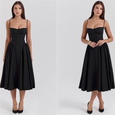 House of CB Samaria Black Corset Midi Dress NWOt size XS a-C