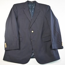 Jos A Bank 46L Navy 100 Wool Gold Button Mens Blazer Jacket Sport Coat