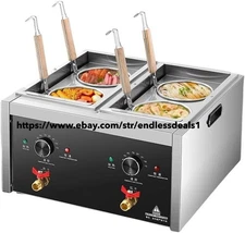 Commercial Pasta Cooker with drain valve 2 Independent Tank 4 Pasta Strainer,