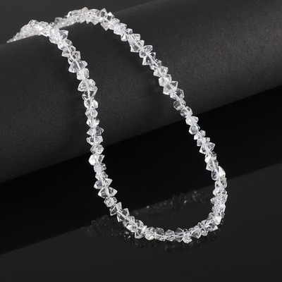 100%Natural Herkimer Diamond Stone Beaded Handmade Necklace 925 Silver