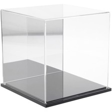Plymor Clear Acrylic Display Case with Black Base Mirror Back , 8" x 8" x 8"