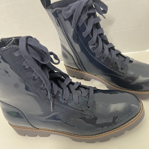 Vionic Lani Damen Lack Schnürstiefel und Reißverschluss Größe 6 marineblau - Bild 2 von 12