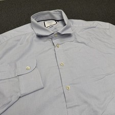 Charles Tyrwhitt Button Up Shirt Men 18 Blue Check Classic Fit Non Iron