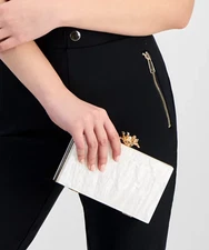 I.n.c. International Concepts Floral Clutch Crossbody Prlz Acrylic Gold