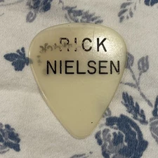 Vintage Stage Used Cheap Trick Rick Nielsen White Guitar Pick - 1977 Tour