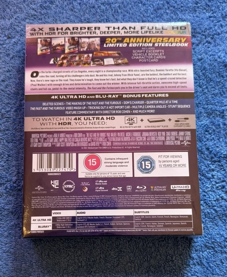 The Fast And The Furious - 4K UltraHD 20th Anniversary Steelbook  - New & Sealed - Image 3 of 4