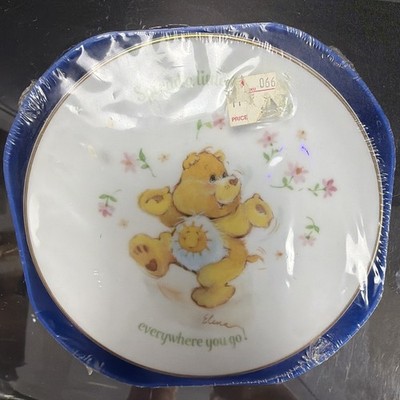 New & Vintage American Greetings Care Bears Funshine Bear Dish Plate 1985 Japan