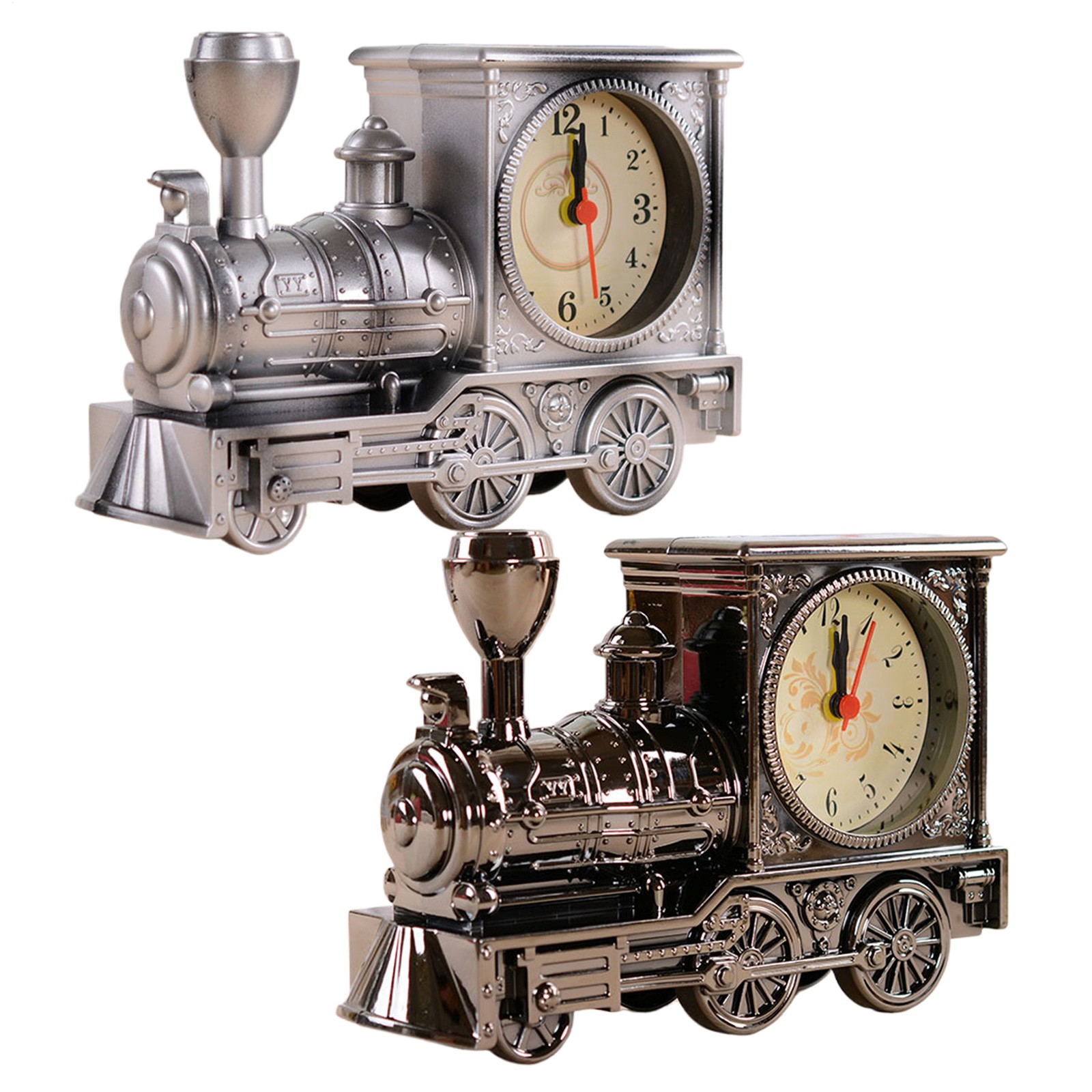 1x Retro Train Alarm Clock Vintage Style Decorative Desk Clock Train Model Clock