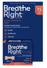 Breathe Right Extra Strength Nasal Strips Tan 72 Count Congestion Relief Sleep