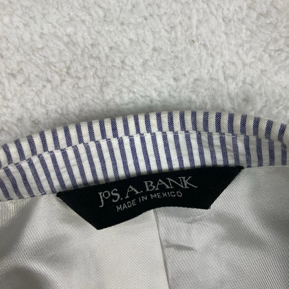 Jos A Bank Seersucker Traje Chaqueta Blazer Hombre 42L 42 Largo Azul Blanco Rayas Foto 4 de 4