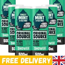 Mint & Tea Tree Shower Gel - 6 x 500ml, 100% Natural,  & Cruelty-Free 6.66 per litre