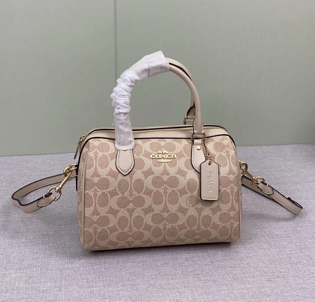 COACH Roan Satchel Bag Signature Canvas Sand/Chalk CV961 Outlet