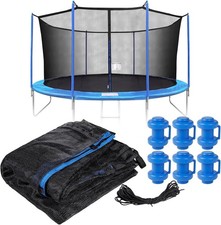 Trampoline Net with 6 PoleCaps, 12ft 14ft 15 ft Round Frame, Durable and Brea...