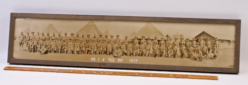 1917 WW1 CO I 4TH TEXAS INFANTRY REGIMENT - ANTIQUE ORIGINAL PANORAMA PHOTOGRAPH