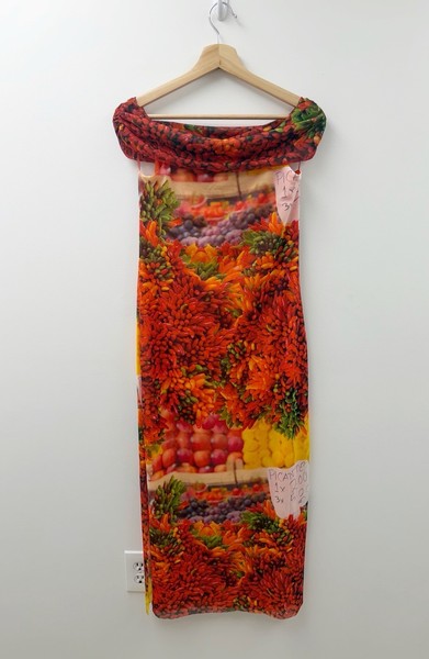 Vestido ZARA Chili Pepper Market Estampado Forrado Malla Bodycon Fiesta Elastizado Y2K Talla L