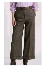 Lauren Ralph Lauren Herringbone Wool Blend Wide Leg High Rise Cropped Pants 12