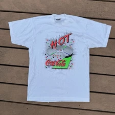 Vintage 80s 90’s Hot Coca Cola Neon Party Shirt Large Coke Screen Stars SS