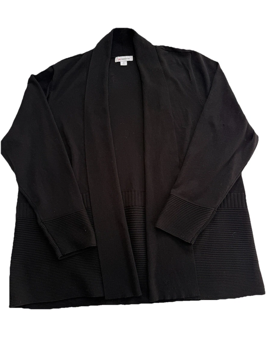 Cardigan Long Ouvert Liz Claiborne - Taille Petite S, Noir, Manches Longues, Occasion Très Bon état