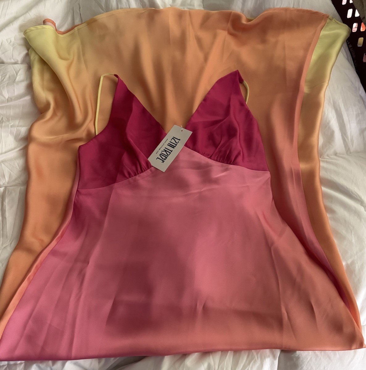 mirabella pink satin sorbet maxi dress NWT 12th Tribe Mirabella Pink Satin Sorbet Maxi Dress large