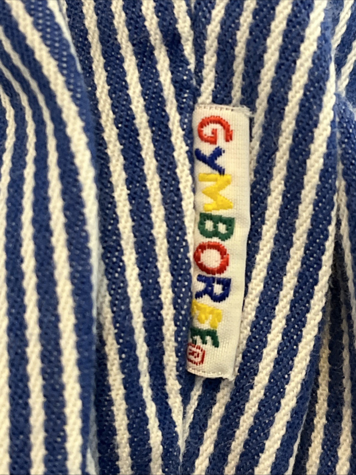 Vintage Rainbow Gymboree Infant Blue Striped Sailboat Overalls XS