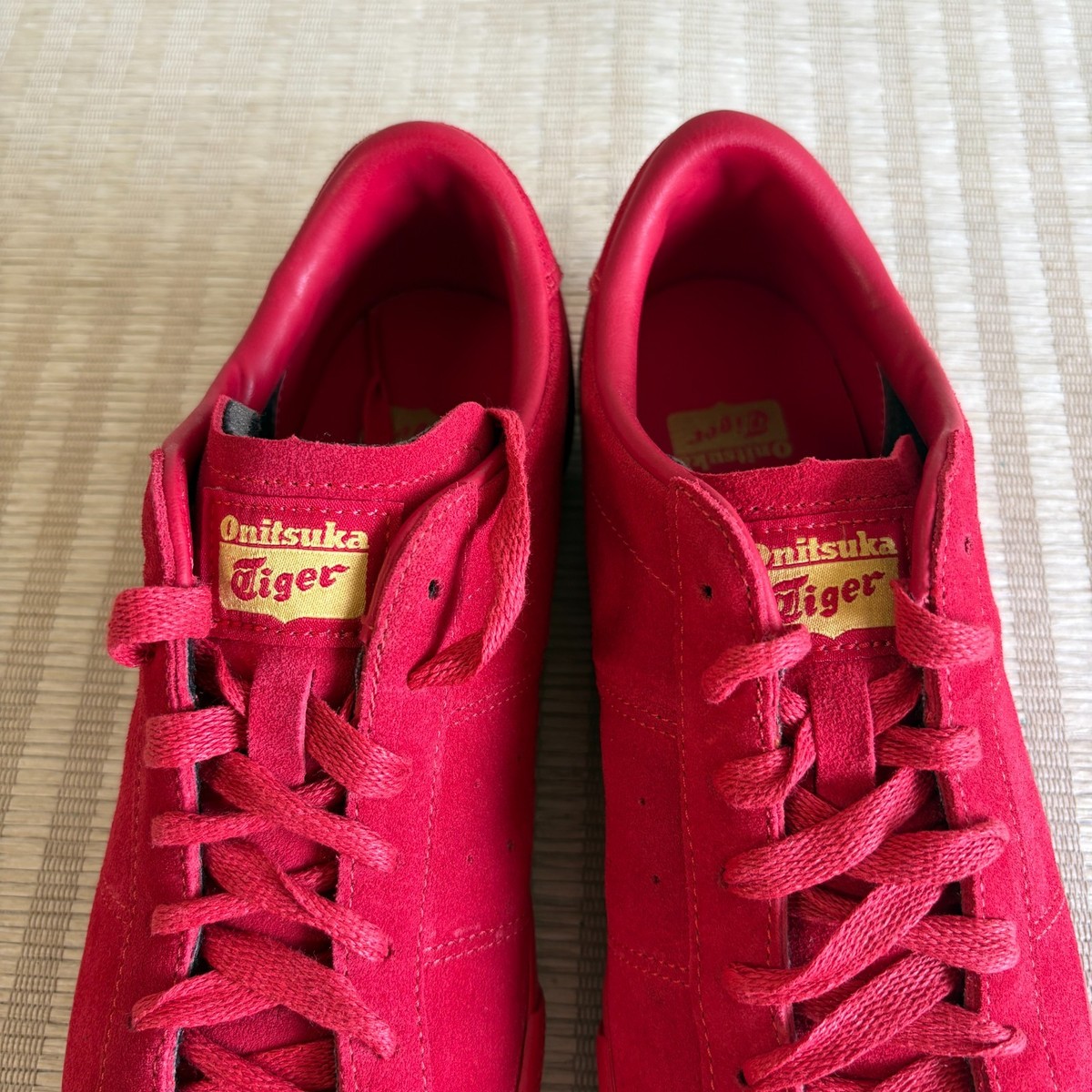 Onitsuka Tiger Lawnship Shoes Mens 6 Womens 7.5 Red Suede Leather