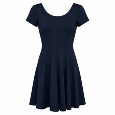New York & Company Black Cotton Fit and Flare Dress Short Sleeve Medium NWT