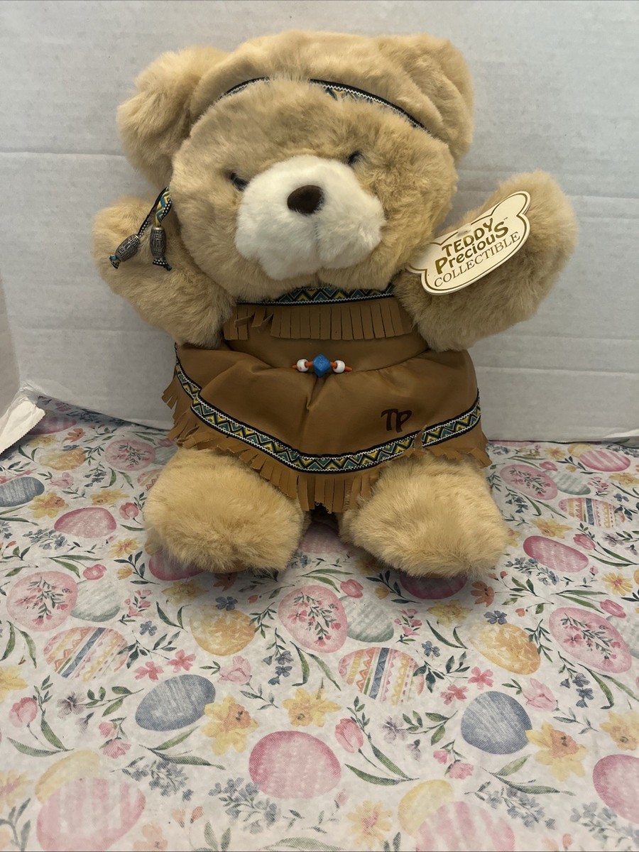Vintage Dan Dee Teddy Precious Plush Bear Native American Girl Indian  Costume