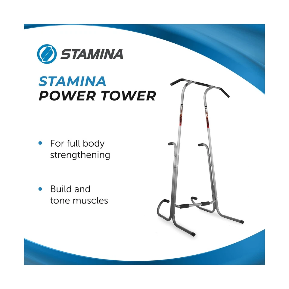 Stamina Power Tower - Dip Bar Pull Up Bar Station with Smart Workout App - Di... - Image 2 of 4
