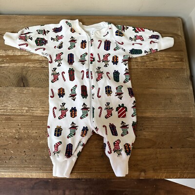 Hanna Anderson Sleepwear Christmas Santa Stockings 50 Newborn-3mo